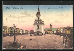 AK Mähr. Weisskirchen, Zerotinplatz Und Pfarrkirche  - Tschechische Republik