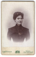 Fotografie Emil Stöger, Wien, Franz-Josefs-Quai 15, Portrait Dunkelhaarige Schönheit In Prachtvoller Bluse  - Anonymous Persons