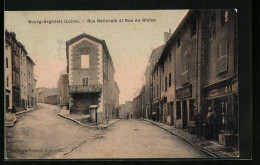 CPA Bourg-Argental, Rue Nationale Et Rue Du Rhône, Vues De Rues  - Bourg Argental