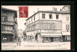 CPA Charlieu, Rue Grenette Et Maison, Grand Entrepos Des Sels Du Midi, Au Petit Paris, F. Gautheron  - Charlieu
