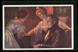 AK Franz Schubert Mit Zwei Damen  - Künstler