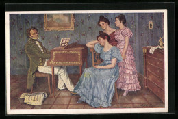 AK Franz Schubert Am Klavier Mit Drei Frauen  - Artisti
