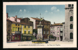 CPA Le Chambon-Feugerolles, La Place De L'Eglise  - Le Chambon Feugerolles