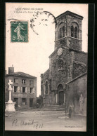 CPA Saint-Priest-en-Jarrez, L'Église Et La Croix De Mission  - Sonstige & Ohne Zuordnung