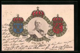 AK Oscar II. Von Schweden In Uniform, 75 Ar 1829-1904, Wappen  - Königshäuser