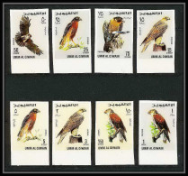 102a - Umm Al Qiwain - MNH ** Mi N° 225 / 232 B Rapaces Oiseaux (bird Birds Of Prey Oiseau) Non Dentelé (Imperf) - Umm Al-Qiwain