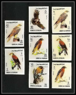 102 - Umm Al Qiwain - MNH ** Mi N° 225 / 232 B Rapaces Oiseaux (bird Birds Of Prey Oiseau) Non Dentelé (Imperf) - Eagles & Birds Of Prey