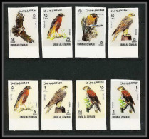102a - Umm Al Qiwain - MNH ** Mi N° 225 / 232 B Rapaces Oiseaux (bird Birds Of Prey Oiseau) Non Dentelé (Imperf) - Aigles & Rapaces Diurnes