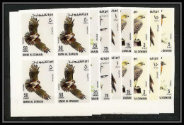 102c Umm Al Qiwain MNH ** Mi N° 225 / 232 B Rapaces Oiseaux Bird Birds Of Prey Oiseau Non Dentelé (Imperf) Bloc 4  - Adler & Greifvögel