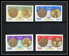 097d - Manama - MNH ** Mi N° 121 / 124 B Jeux Olympiques Olympic Games Gold Medalists Mexico 68 Non Dentelé (Imperf) - Zomer 1968: Mexico-City