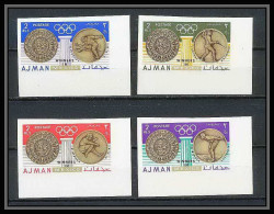095b - Ajman - MNH ** N° 341 / 344 B Jeux Olympiques (summer Olympic Games Gold) Mexico 68 Non Dentelé (Imperf) - Sommer 1968: Mexico