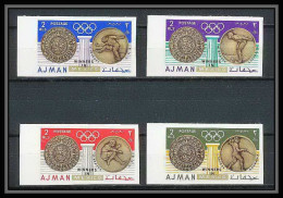 095A - Ajman - MNH ** N° 341 / 344 B Jeux Olympiques (summer Olympic Games Gold) Mexico 68 Non Dentelé (Imperf) - Summer 1968: Mexico City