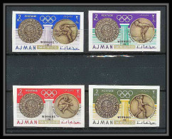 095 - Ajman - MNH ** Mi N° 341 / 344 B Jeux Olympiques (summer Olympic Games Gold) Mexico 68 Non Dentelé (Imperf) - Adschman