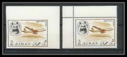 086d - Ajman - MNH ** N° 139 A/B Non Dentelé (Imperf) + Dentelés Avion (plane)  - Avions