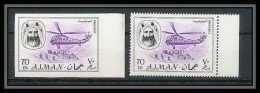 080 - Ajman - MNH ** N° 135 A/B Non Dentelé (Imperf) + Dentelés Helicoptere (helicopter)  - Helicopters