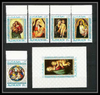 042k - Ajman - MNH ** Mi N° 327 / 331 A + Bloc 66 Madones (madonna) Raphael / Botticelli Tableaux - Peinture (painting)  - Madonnen