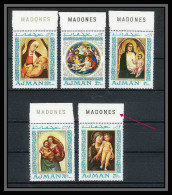 042a - Ajman - MNH ** Mi N° 327 / 331A Madones Inscription In Marginal - Madonna En Marge Tableaux (painting) - Madonna