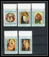 042 - Ajman - MNH ** Mi N° 327 / 331 A Madones - Madonna Raphael Botticelli Tableaux - Peinture (painting)  - Madonna