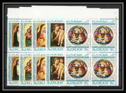 042b - Ajman - MNH ** Mi N° 327 / 331 A Madones - Madonna Raphael / Botticelli Tableaux (painting) Bloc 4 - Madonnen