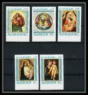 041 - Ajman - MNH ** Mi N° 327/331 B Madones - Madonna Botticelli Tableaux - Peinture (painting) Non Dentelé (Imperf) - Madonna