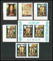 040v - Ajman MNH ** Mi N° 281 / 284 B Bloc 41 B DURER Adam Et Eve Tableaux - Peinture (painting) NON DENTELE Imperforate - Nudes
