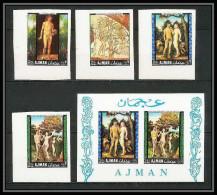 040u - Ajman MNH ** Mi N° 281 / 284 B Bloc 41B DURER Adam Et Eve Tableaux - Peinture (painting) NON DENTELE Imperforate - Nudes