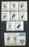 161b - Umm Al Qiwain MNH ** N° 233 / 240 B + BLOC 12 Non Dentelé (Imperf) Jeux Olympiques (olympic Games) Grenoble  - Hiver 1968: Grenoble