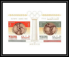 145 - Manama MNH ** Mi Bloc 19 Overprint Winners Name Jeux Olympiques Olympic Games Mexico 68 Wenden Australia Fencing - Swimming
