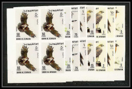 102c Umm Al Qiwain MNH ** Mi N° 225 / 232 B Rapaces Oiseaux Bird Birds Of Prey Oiseau Non Dentelé (Imperf) Bloc 4  - Umm Al-Qaiwain