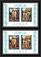 236a - Ajman MNH ** Mi Bloc N° 41 A/B Non Dentelé (Imperf) DURER ADAM ET EVE Tableau (tableaux Painting) - Nus