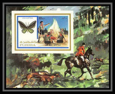 233b - Fujeira MNH ** Mi N° Bloc 105 B Non Dentelé Imperf Scout (scouting - Jamboree) Papillon (butterflies) Cheval - Unused Stamps
