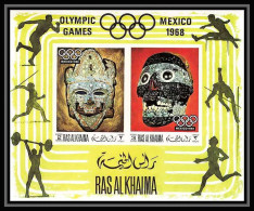 214 - Ras Al Khaima MNH ** Mi N° 76 B Non Dentelé (Imperf) Jeux Olympiques (olympic Games) Mexiico 68 Masque (mask) - Zomer 1968: Mexico-City