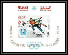 206 - Manama MNH ** Mi Bloc N° 3 B Jeux Olympiques (olympic Games) Grenoble 68 Figure Skating - Manama