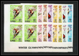 208b Ajman MNH ** Mi N° 199 / 206 B Jeux Olympiques (olympic Games) Grenoble 68 Hockey Non Dentelé (Imperf) BLOC 4 - Manama