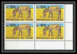 308 Tchad ** MNH N° 853 (yvert 363 ) Ane (equus Asinus Donkey Ass) Cheval (chevaux Horse Horses) Bloc 4 Cote 20 Wwf - Tsjaad (1960-...)