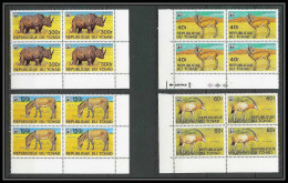 308c Tchad Yvert ** MNH N° 853 / 854 / 851 / 849 Ane /rhinoceros /oryx/ Gazelle 4 Bloc 4 Cote 74.4 Euros - Chad (1960-...)
