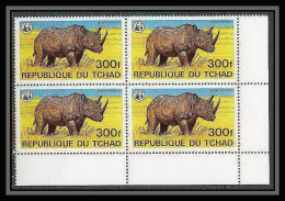 307 Tchad ** MNH N° 854 (yvert N° 364 ) Rhinoceros (diceros Bicornis) Bloc 4 Cote 40 Euros Wwf - Rinoceronti