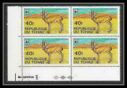 305 Tchad ** MNH Mi # N° 849 Yvert N° 359 Gazelle (gazella Leptoceros) Bloc 4 WWF - Altri & Non Classificati