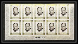 300e - Fujeira MNH ** Mi N° 374 B Non Dentelé (Imperf) Churchill Human Right Bloc 10 - Sir Winston Churchill