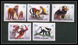 300a - Fujeira MNH ** Mi N° 1532 / 1536 B Singe (monkey Apes Singes Monkeys) Non Dentelé (Imperf) - Apen