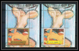 280c - Fujeira MNH ** Mi Bloc N° 117 A Amedeo Modiglianii Sans La Couleur Or (error Color Missing Proof - Nudi