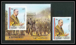 262 - Sharjah MNH ** Mi N° 84 B + Timbre De Gaulle Non Dentelé (Imperf) Arc De Triomphe - De Gaulle (Generaal)