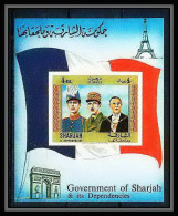 257A - Sharjah MNH ** Mi Bloc N° 65 De Gaulle Tour Eiffel Drapeau Flag Arc De Triomphe - Schardscha