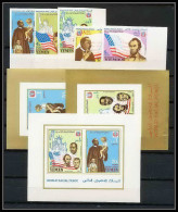 371A - Yemen Kingdom MNH ** Mi N° 585 / 589 B + BLOC 130 / 132 Non Dentelé (Imperf) Ethnic Equality Kennedy Lincoln - Yemen