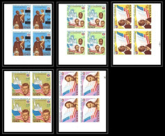 371b - Yemen Kingdom MNH ** Mi N° 585 / 589 B Bloc 4 Non Dentelé (Imperf) Kennedy Luther King Lincoln - Martin Luther King