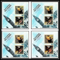 353A Umm Al Qiwain MNH ** 4 Blocs Mi N° 4 A/B ET 10 A/B Winston Churchill + Overprint + Non Dentelé (Imperf) - Sir Winston Churchill