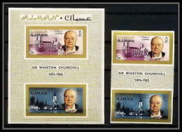 349g - Ajman MNH ** Mi N° 7 B Cote 58 Euros Winston Churchill Non Dentelé (Imperf) - Sir Winston Churchill