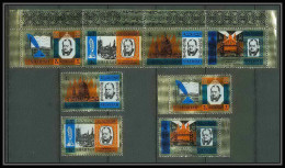 347d - Sharjah MNH ** Mi N° 221/224 + Bande Winston Churchill Tirage OR (gold Stamps) RARE - Sir Winston Churchill