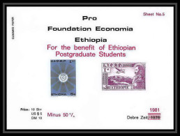 340 - Ethiopie MNH ** Bloc Pro Foundation Economia Ethiopia Bloc 1981 Avions Overprint Postgraduate Students - Flugzeuge