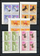 330b - Yemen Kingdom MNH ** Mi N° 429 / 433 A Cheval (chevaux Arabes Horse Arab Horses) Bloc 4 Coin De Feuille - Cavalli